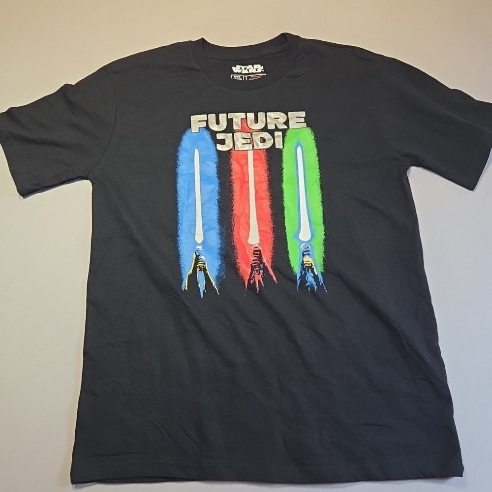 Star Wars Future Jedi T Shirt Youth XL 18/20 Black Lightsaber Graphic Cotton Tee